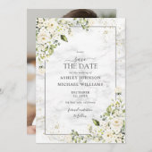 Hellgraues Foto aus weißem Blumengold Save the Dat Save The Date (Vorne/Hinten)