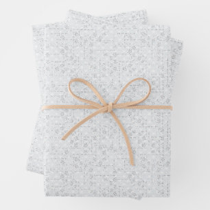 Hellgraues geometrisches Blumenmuster Geschenkpapier Set