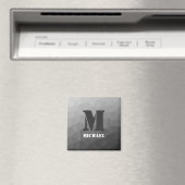 Hellgraues geometrisches Netz-Muster Monogramm Magnet (In Situ (Geschirrspüler))