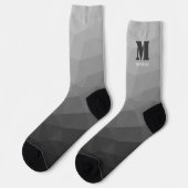 Hellgraues geometrisches Netz-Muster-Monogramm Socken (Linkes Detail)