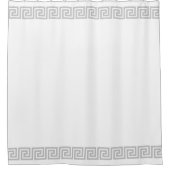 Hellgraues griechisches Muster auf Weiß Duschvorhang (Vorderseite)