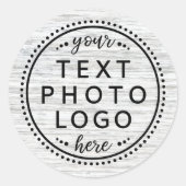 Hellgraues Holz mit individuellem Logo-Foto oder G Runder Aufkleber (Vorderseite)