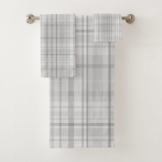 Hellgraues Karomuster Minimales, schickes Design Badhandtuch Set (Insitu)