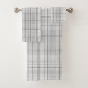Hellgraues Karomuster Minimalistisches Chic Design Badhandtuch Set