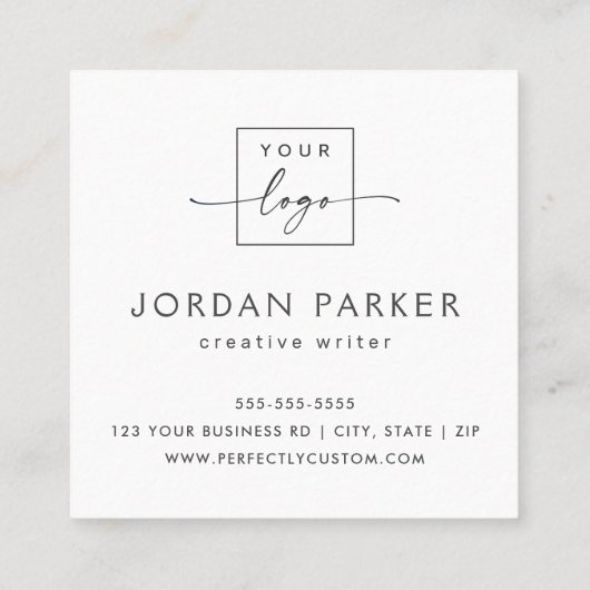 Hellgraues Logo Quadratische Visitenkarte (Rückseite)