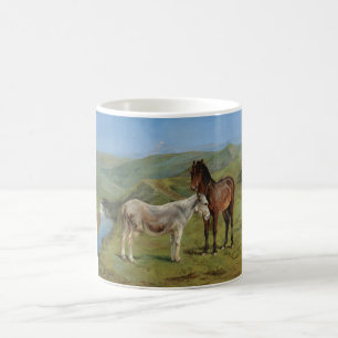 Hellgraues Pferd auf einem Feld (Pferdezucht) Kaffeetasse