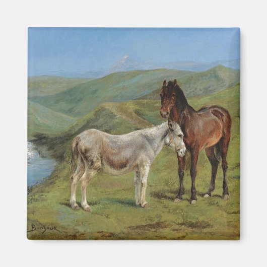 Hellgraues Pferd auf einem Feld (Pferdezucht) Magnet (Vorne)