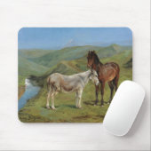 Hellgraues Pferd auf einem Feld (Pferdezucht) Mousepad (Mit Mouse)