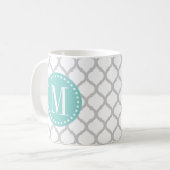 Hellgraues u. weißes marokkanisches Muster mit Kaffeetasse (Vorderseite Links)