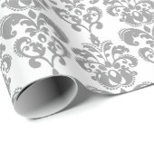 HELLGRAUES UND WEISSES DAMAST-MUSTER 2 GESCHENKPAPIER (Rolleneckpunkt)