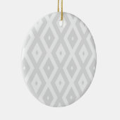 Hellgraues und weißes Diamantmuster Keramik Ornament (Rechts)