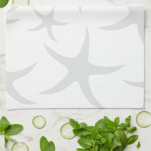 Hellgraues und weißes Starfish-Muster Geschirrtuch (Gefaltet)