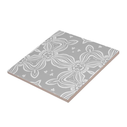 Hellgraues und weißes Verziertes Damasketmuster Fliese (Seite)