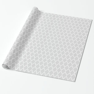 Hellgraues weißes marokkanisches Vierblattmuster # Geschenkpapier