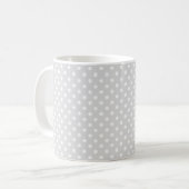 Hellgraues weißes Polka Dot Muster Kaffeetasse (Vorderseite Links)