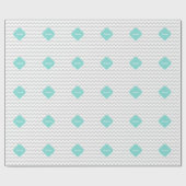 Hellgraues Zickzack Aqua Quatrefolienmonogramm Geschenkpapier (Flach)