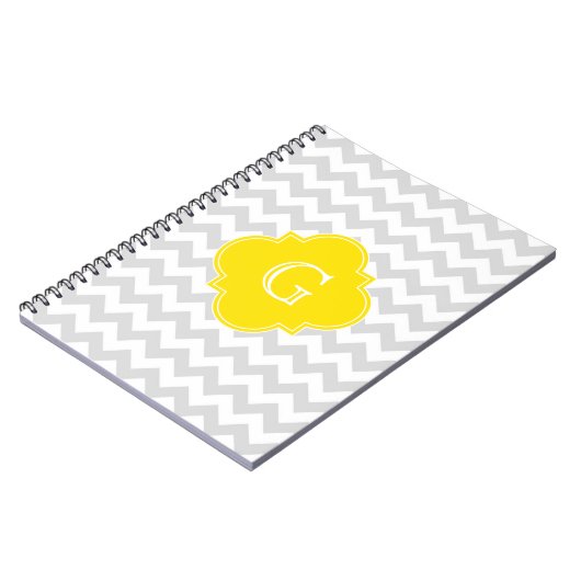 Hellgraues, Zickzack-gelbes Quatrefolienmonogramm Notizblock (Linke Seite)