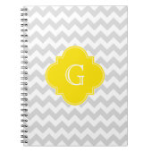 Hellgraues, Zickzack-gelbes Quatrefolienmonogramm Notizblock (Vorderseite)
