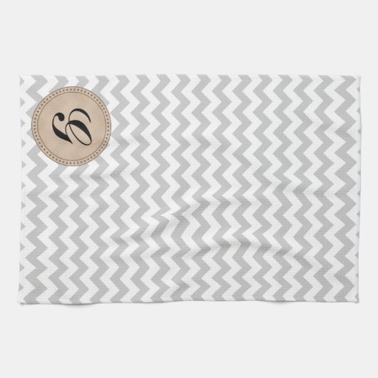 Hellgraues Zickzack - kundenspezifischer Text Handtuch (Horizontal)