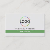 Hellgraugrün mit Logo und Foto Beruflich Visitenkarte (Vorderseite)