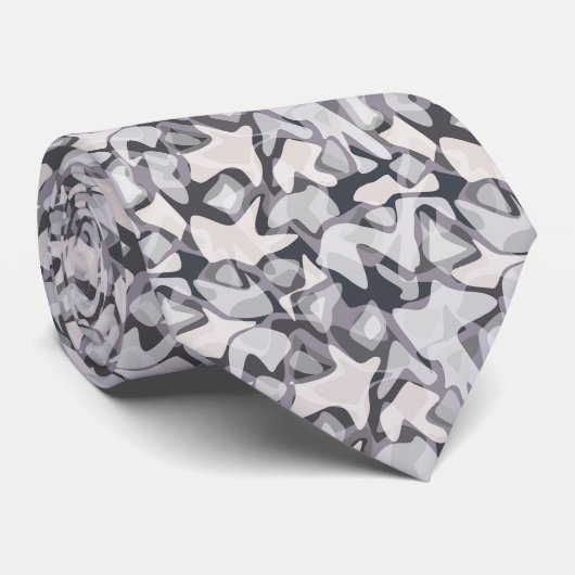 Hellgrauweißer, hellgrauer, abstrakter Wurf Krawatte (Gerollt)