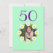 Hellgrün 50. Geburtstag Einfache Lila Sonnenblume Einladung (Rückseite)