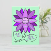 Hellgrün 60. Geburtstag Einfache Lila Sonnenblume Einladung (Stehend Vorderseite)