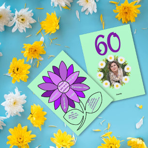 Hellgrün 60. Geburtstag Einfache Lila Sonnenblume Einladung