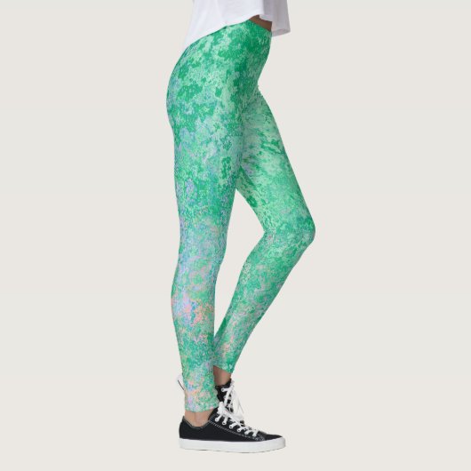 Hellgrün Abstrakt, Frühlingsalkohol Tinte Leggings (Rechts)
