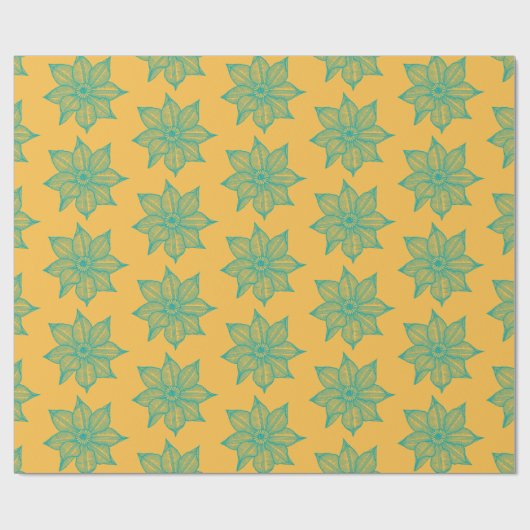 Hellgrün auf gelben Blume Geschenkpapier (Flach)