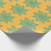 Hellgrün auf gelben Blume Geschenkpapier (Ecke)