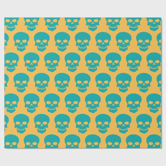 Hellgrün auf Gelben Schädel Geschenkpapier (Flach)