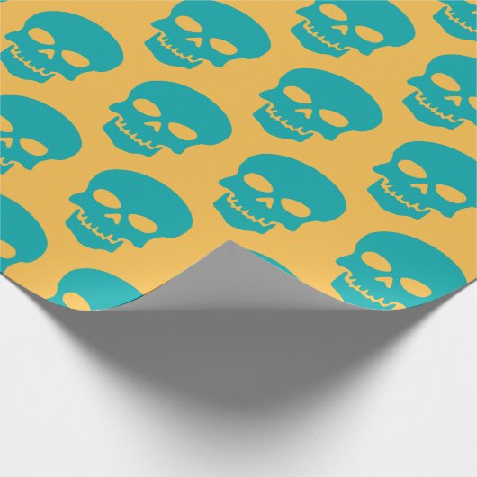 Hellgrün auf Gelben Schädel Geschenkpapier (Ecke)