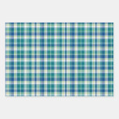 Hellgrün, blau und weiß Kariert Geschenkpapier Set (Vorderseite 3)