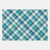 Hellgrün, blau und weiß Kariert Geschenkpapier Set (Vorderseite)