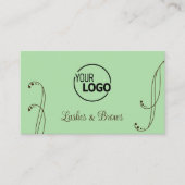 Hellgrün-braun-Chic Verziert mit Logo und Foto Visitenkarte (Vorderseite)