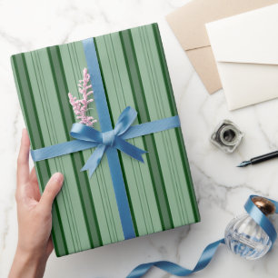 Hellgrün & Dunkelgrün Dicke und Dünne Streifen Geschenkpapier