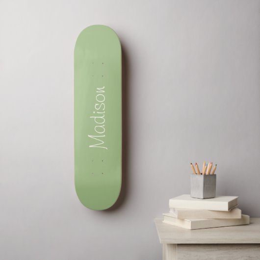 Hellgrün durchgefärbt mit Namen Skateboard (Wandkunst)