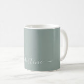 Hellgrün Grau Weiß Minimalistischer Name Benutzerd Kaffeetasse (VorderseiteRechts)