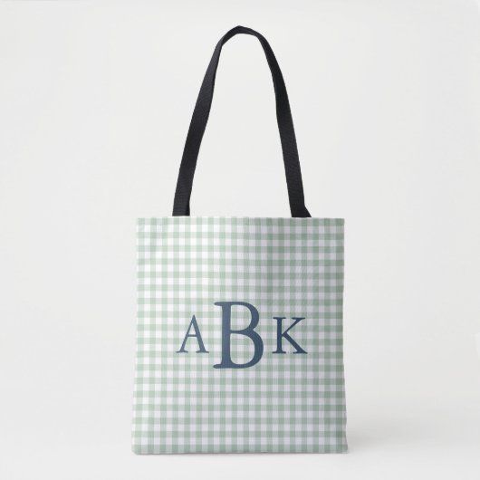 Hellgrün kariert monogrammiert tasche (Vorderseite)