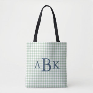 Hellgrün kariert monogrammiert tasche