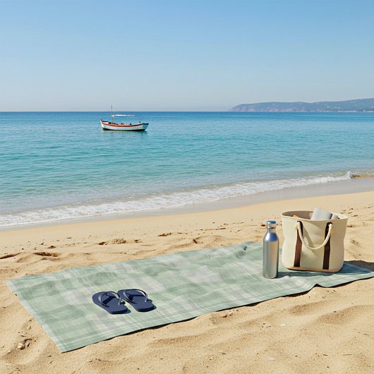 Hellgrün kariert strandtuch