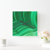 Hellgrün Malachite Mineral Quadratische Wanduhr (Zuhause)