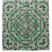 Hellgrün, Minze und Braun Mandala. Duschvorhang (Vorderseite)