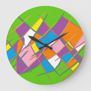 Hellgrün mit lila orangegelber Bauweise Große Wanduhr