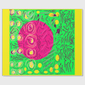 Hellgrün mit rosa Globus und Liniendesign Geschenkpapier (Flach)