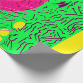 Hellgrün mit rosa Globus und Liniendesign Geschenkpapier (Ecke)
