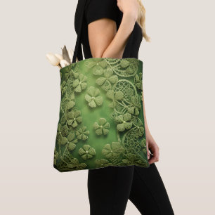 HELLGRÜN MIT SPITZENLOOK IRISCHE KELTISCHE SHAMROC TASCHE