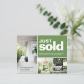 Hellgrün Nur verkauft echte Anwesen-Anzeigenvorlag Postkarte (Stehend Vorderseite)