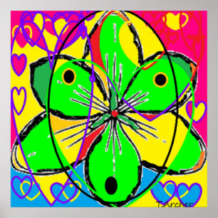 Hellgrün rosa gelb abstrakte Inneneinrichtung Poster